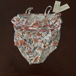New Janie and Jack White Floral Ruffle One Piece Swimsuit Size 6 to 12 months